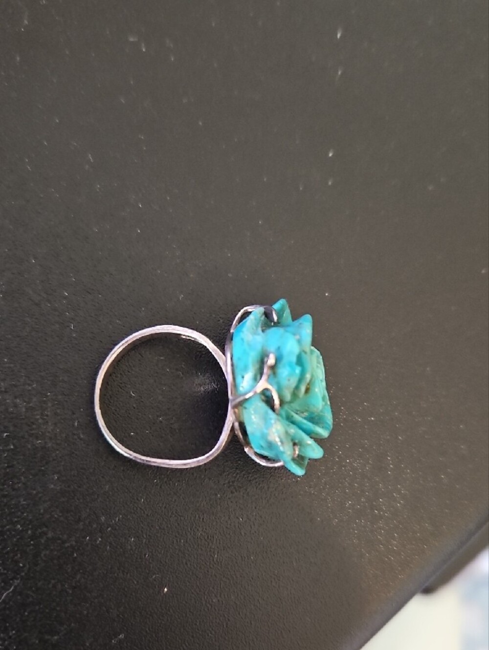 Sally C. Treasures Turquoise Rose Carved Floral Ring - Women Jewelry - Picture 4 of 4